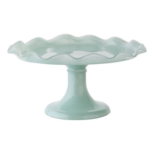 Ecology Soda Lime Glass Ruffle Fluted Edged Cake Stand 26 x 12.5cm Midday