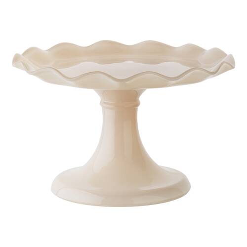 Ecology Soda Lime Glass Ruffle Fluted Edged Cake Stand 20 x 12.5cm Pink Salt