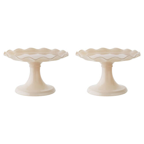 2PK Ecology Soda Lime Glass Ruffle Fluted Edged Cake Stand 20 x 12.5cm Pink Salt