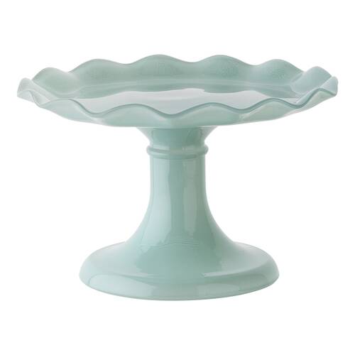 Ecology Soda Lime Glass Ruffle Fluted Edged Cake Stand 20 x 12.5cm Midday