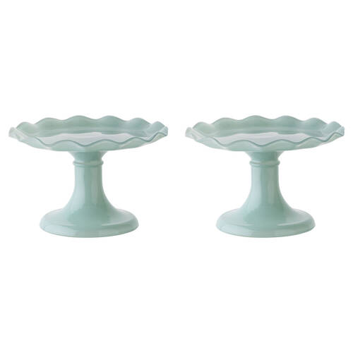 2PK Ecology Soda Lime Glass Ruffle Fluted Edged Cake Stand 20 x 12.5cm Midday