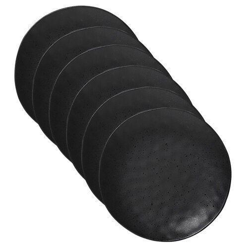 6PK Ecology Speckle Ebony 20cm Stoneware Side Plate Round - Black