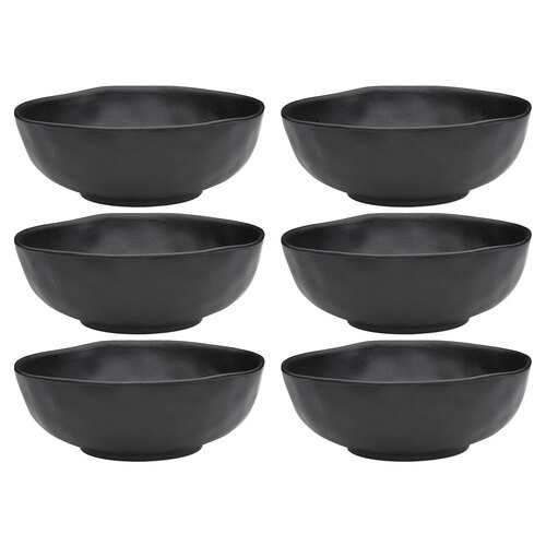 6PK Ecology Speckle Ebony 18cm Stoneware Bowl Round - Black