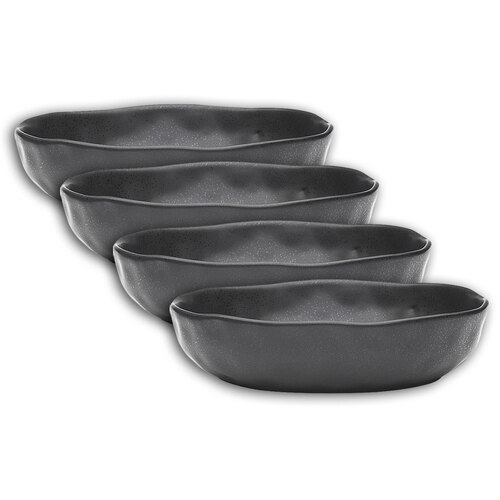 4pc Ecology Speckle Stoneware 22cm Dinner Bowls - Ebony