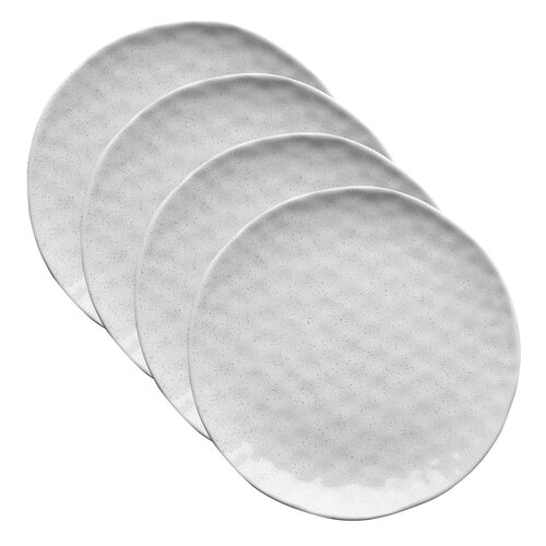 4PK Ecology Speckle Milk 27cm Stoneware Dinner Plate Round - White