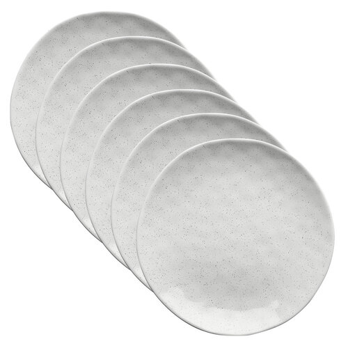 6PK Ecology Speckle Milk 20cm Stoneware Side Plate Round - White
