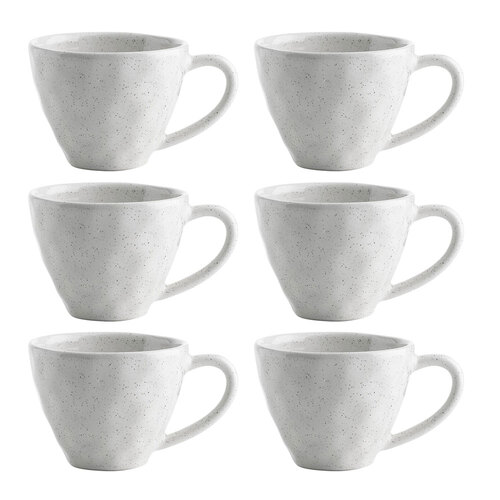 6PK Ecology Speckle Milk 380ml Stoneware Mug w/ Handle Round - White
