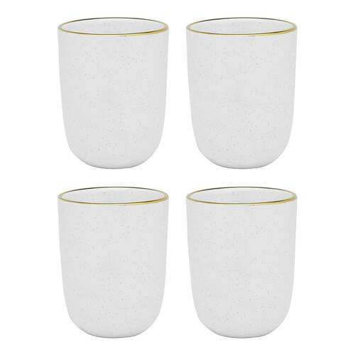 4pc Ecology Speckle Stoneware Cuddle Mug 250ml - Milk/Gold