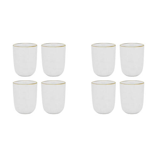 8pc Ecology Speckle Stoneware Cuddle Mug 250ml - Milk/Gold