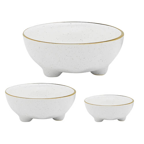 3pc Ecology Speckle Stoneware Nesting Bowl Tableware - Milk/Gold