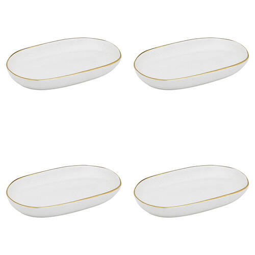 4PK Ecology Speckle Stoneware Small Shallow Bowl 22x16.5cm - Milk/Gold
