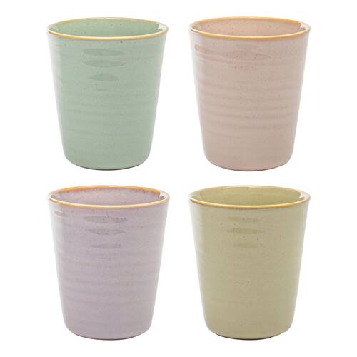 4pc Ecology Stoneware Ottawa Latte Cup 250ml Midday, Ginko, Pink Salt, Iris
