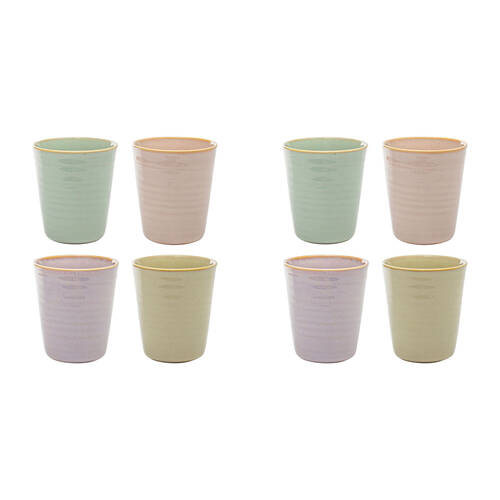 2x 4pc Ecology Stoneware Ottawa Latte Cup 250ml Midday, Ginko, Pink Salt, Iris