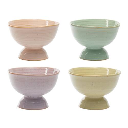 4pc Ecology Glaze Stoneware Ottawa Coupes 13cm Midday, Ginko, Pink Salt, Iris