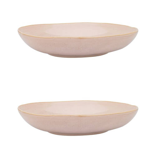 2PK Ecology Reactive Glaze Stoneware Ottawa Shallow Bowl 28 x 5cm Pink Salt