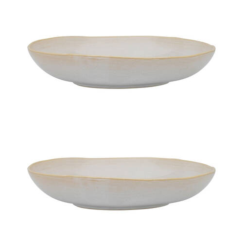 2PK Ecology Reactive Glaze Stoneware Ottawa Shallow Bowl 29 x 5cm White