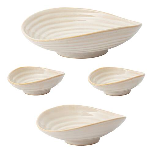 4pc Ecology Reactive Glaze Stoneware Ottawa Nesting Tapas Bowls Set White