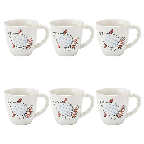 6PK Ecology Joie Gloss Glazed Stoneware Drinking Cup Mug 300ml Partridge