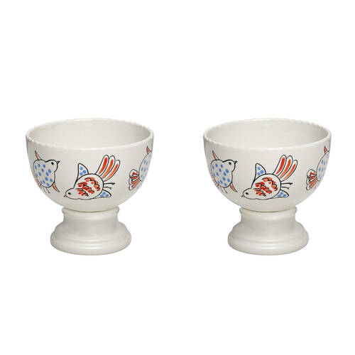 2PK Ecology Stoneware w/ Gloss Glaze Joie Footed Sauce Bowl 12cm Multi-Coloured