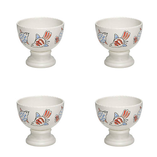 4PK Ecology Stoneware w/ Gloss Glaze Joie Footed Sauce Bowl 12cm Multi-Coloured