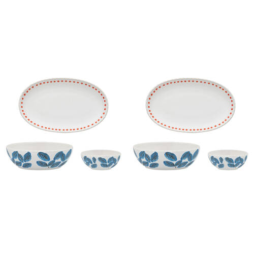 2x 2pc Ecology Stoneware w/ Gloss Glaze Joie Dip Bowls With Tray 10/14cm/19.5cm