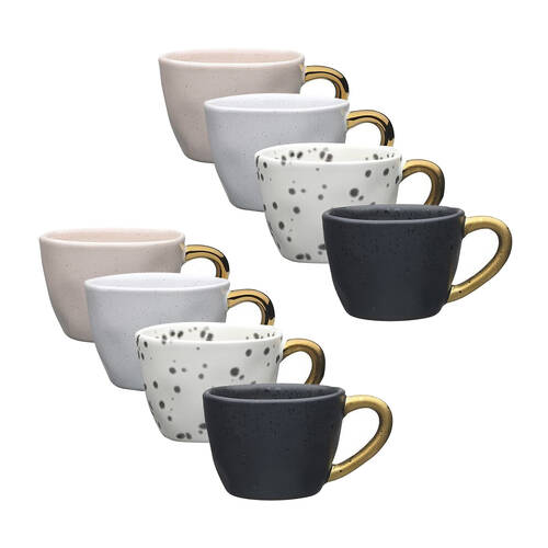 2x 4pc Ecology Speckle 60ml Espresso Cups w/ Gold Handle Set
