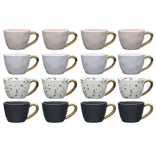 4x 4pc Ecology Speckle 60ml Espresso Cups w/ Gold Handle Set