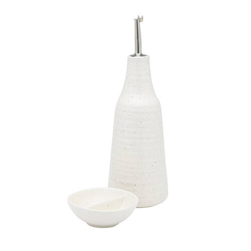 Ecology Ottawa Stoneware Oil Bottle & Salt Dish 450ml - Calico