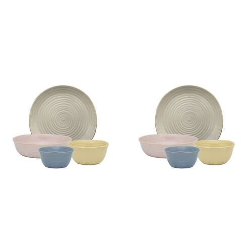 2x 4pc Ecology Ottawa Stoneware Dinner Set Plate/Bowl Tableware