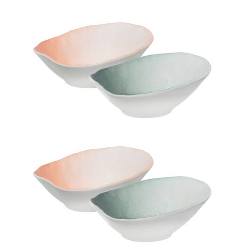 2x 2pc Ecology Reactive Glaze Porcelain Oyster Dip Bowls 10cm Pink Salt, Meadow