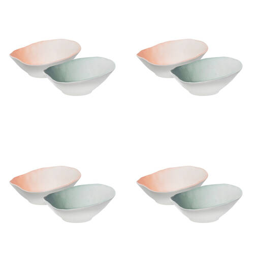 4x 2pc Ecology Reactive Glaze Porcelain Oyster Dip Bowls 10cm Pink Salt, Meadow