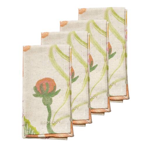 4pc Ecology Hand-Painted Midsummer Cotton/Linen Napkins 180gsm 45x45cm