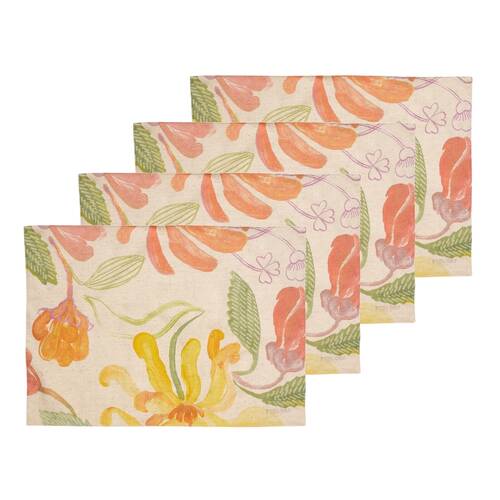 4pc Ecology Hand-Painted Midsummer Cotton/Linen Placemats 180gsm 38x53cm