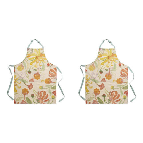 2PK Ecology Hand-Painted Midsummer Cotton/Linen Kitchen Apron 180gsm 70x95cm