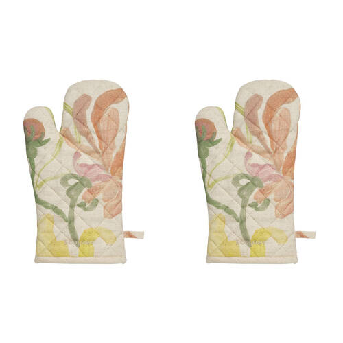 2PK Ecology Hand-Painted Midsummer Cotton/Linen Oven Glove 180gsm 32x17cm