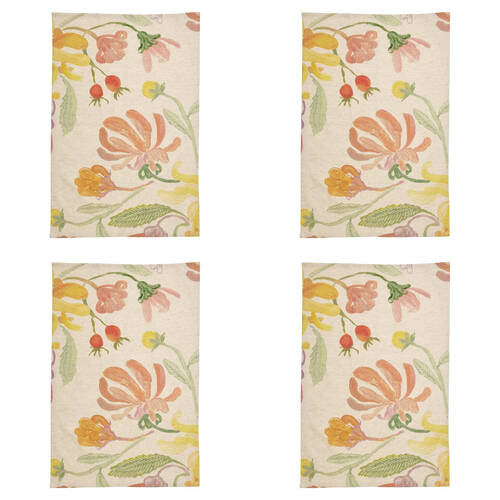 4PK Ecology Hand-Painted Midsummer Cotton/Linen Tea Towel 180gsm Multi-Coloured