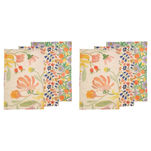 2x 3pc Ecology Midsummer Cotton/Linen Tea Towels 180gsm All Seasons Prints