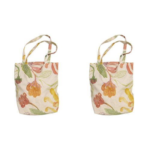 2PK Ecology Midsummer Floral Cotton Shoulder Shopping Tote Bag
