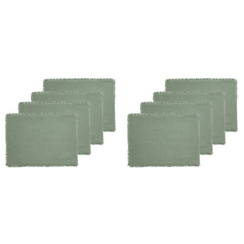 2x 4pc Ecology 100% Cotton Fray Dining Table Placemats Set 38x53cm Midday
