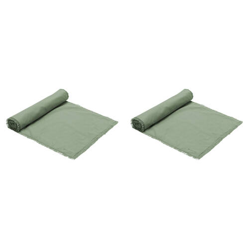 2PK Ecology 100% Cotton Fray Dining Table Runner Cloth 35 x 180cm Midday