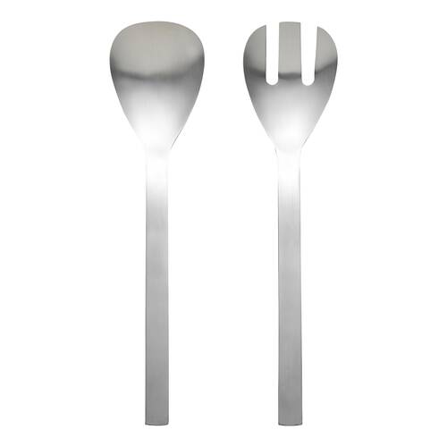 2pc Ecology Forge Stainless Steel Kitchen Salad Servers Brushed Silver