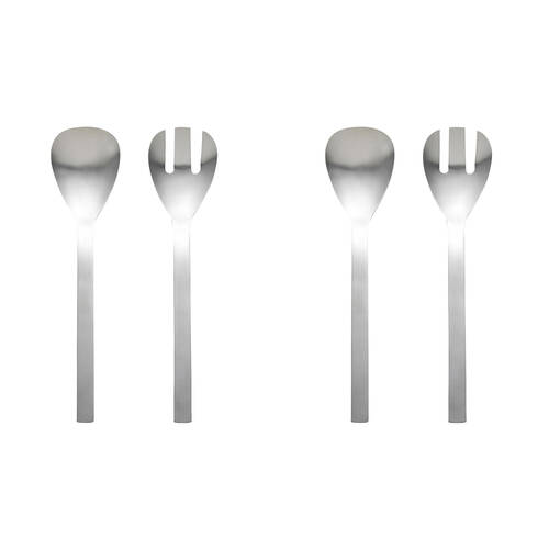 2x 2pc Ecology Forge Stainless Steel Kitchen Salad Servers Brushed Silver