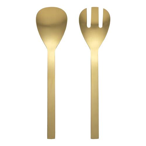 2pc Ecology Forge Stainless Steel Kitchen Salad Servers Set Matte Gold