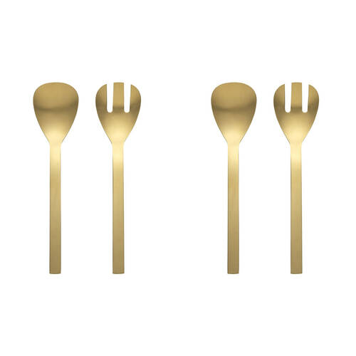 2x 2pc Ecology Forge Stainless Steel Kitchen Salad Servers Set Matte Gold