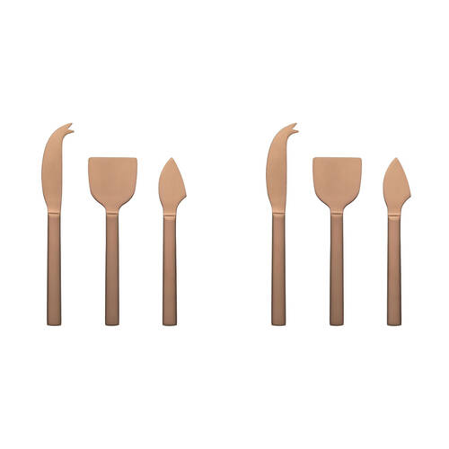 2x 3pc Ecology Forge Stainless Steel Cheese Serving Knives Matte Copper