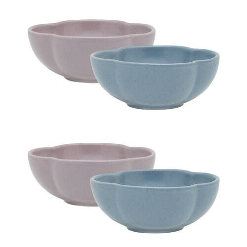 2x 2pc Ecology Matte Glaze Porcelain Bloom Round Dip Bowls 8cm Iris, Twilight