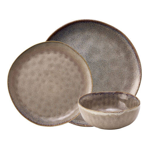 12pc Ecology Marie Plates & Bowls Glazed Stoneware Dinnerset Desert Sky