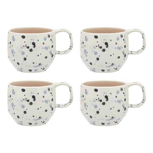 4pc Ecology High Gloss Glaze Stoneware Dusk Mugs Drinking Cups 400ml Pink