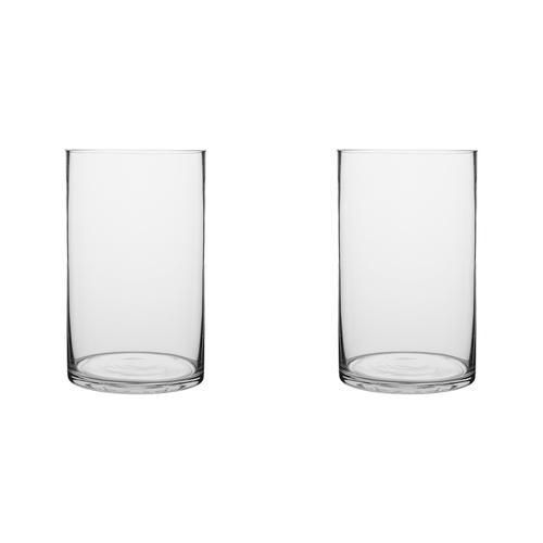 2PK Ecology Fleur Wide Cylinder Glass Vase Decorative Flower Vessel 25cm