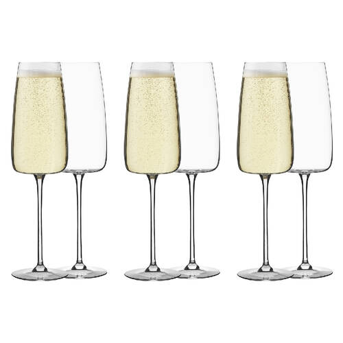 6pc Ecology Epicure Stemmed 300ml Champagne Glute Glasses - Clear